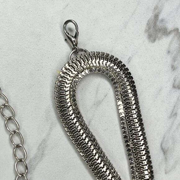 Silver Tone Rhinestone Chain Link Belt OS One Size - Picture 3 of 11